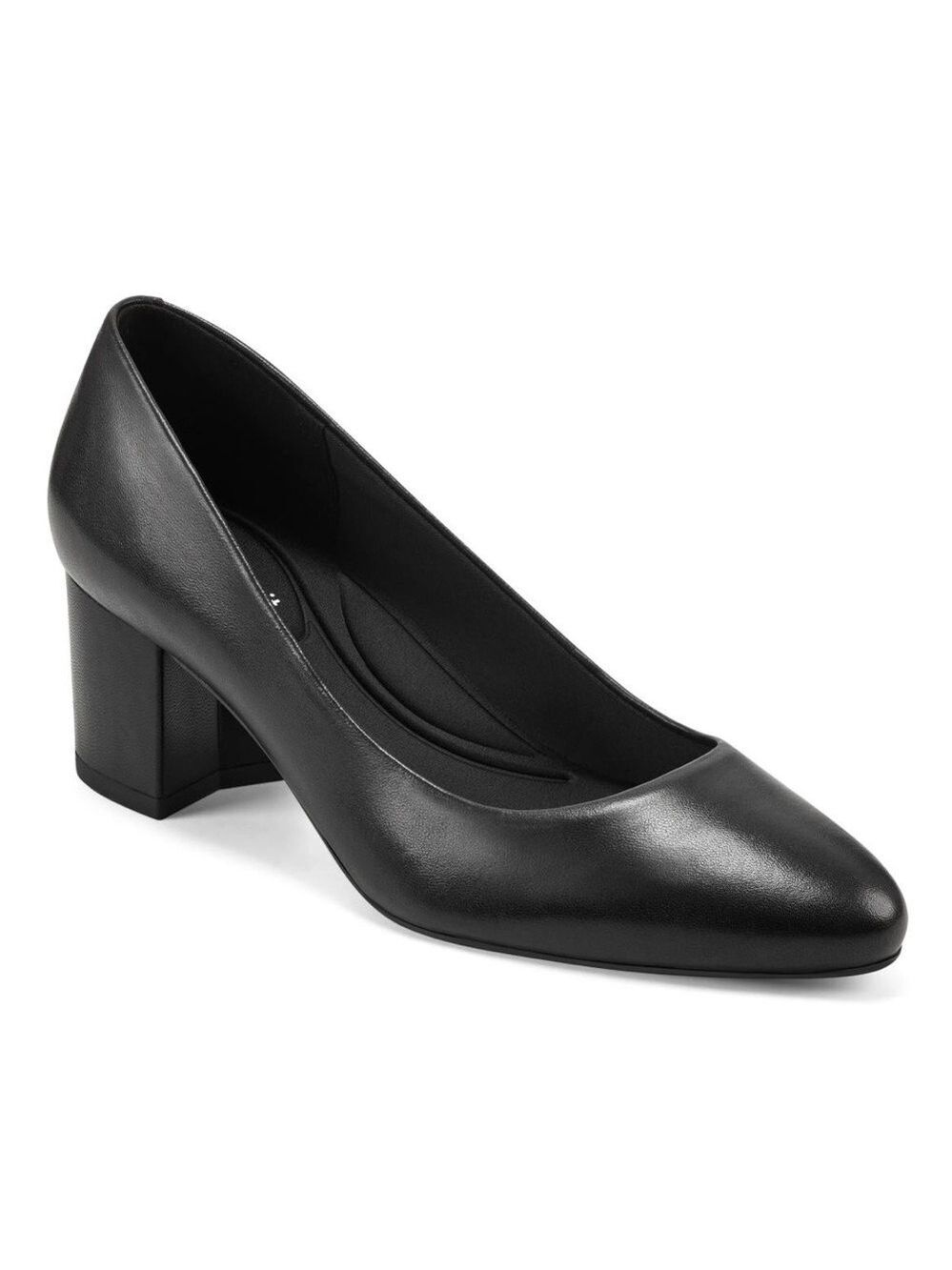 Easy Spirit Womens Cosma Black Leather Pointed Toe Dressy Pumps Shoes